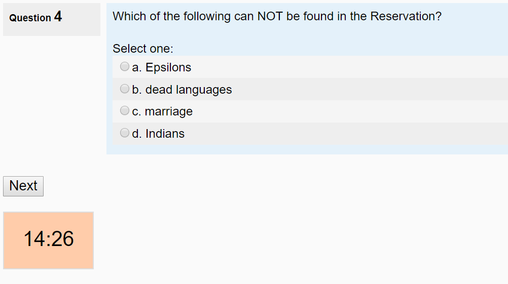 An example of a multiple-choice question