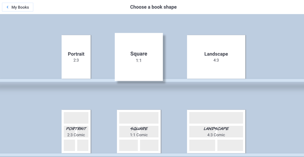 Available layouts to create a new book