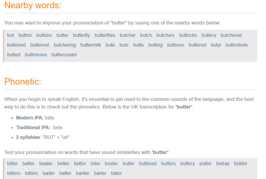 YouGlish video pronunciation dictionary search results for ‘butternut’