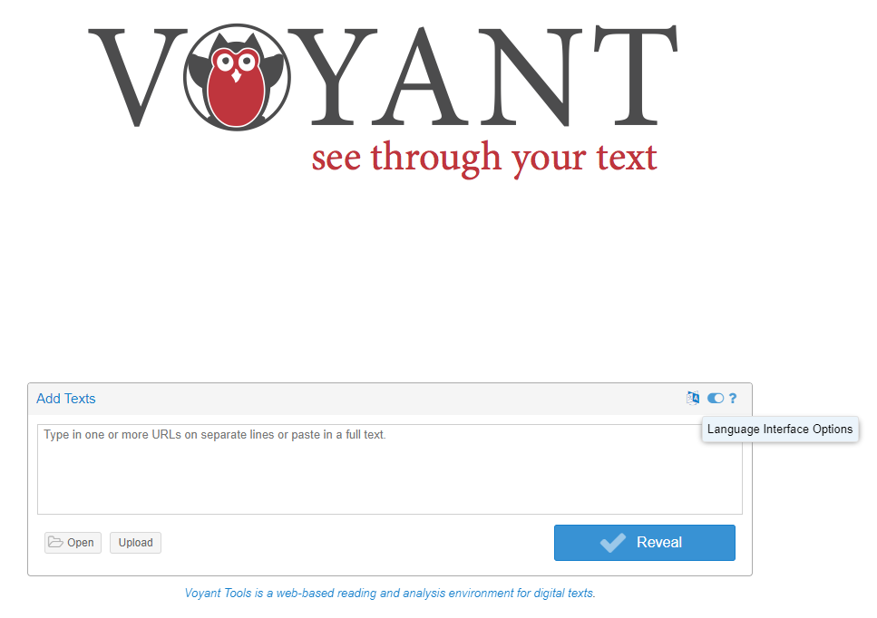 Voyant Tools Input Page