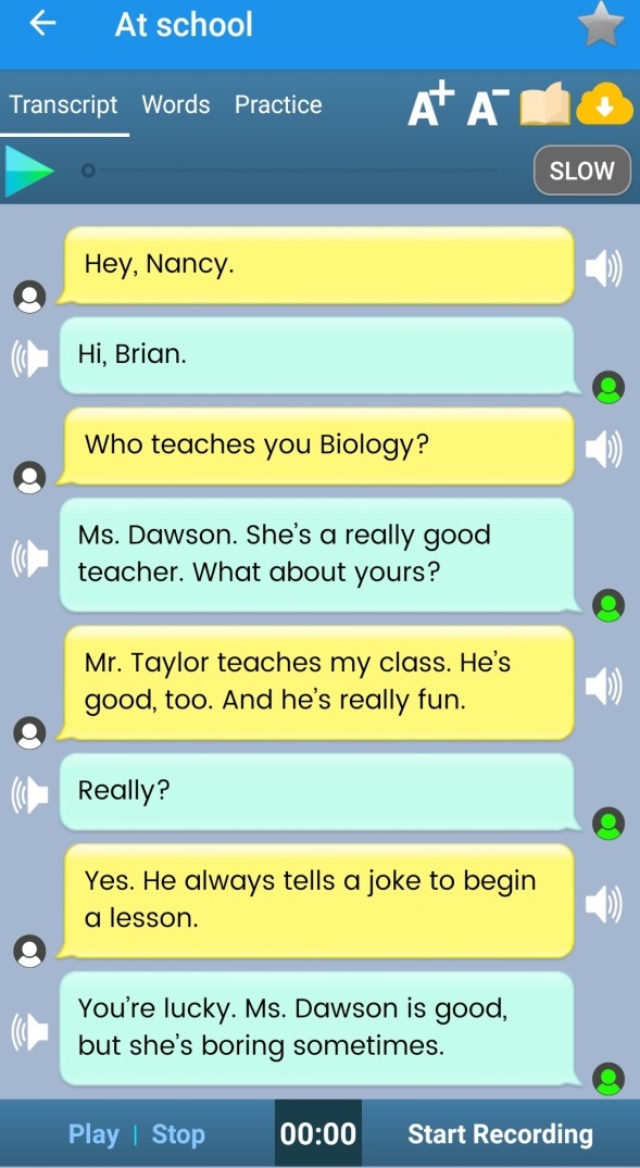 A Conversation Practice at School